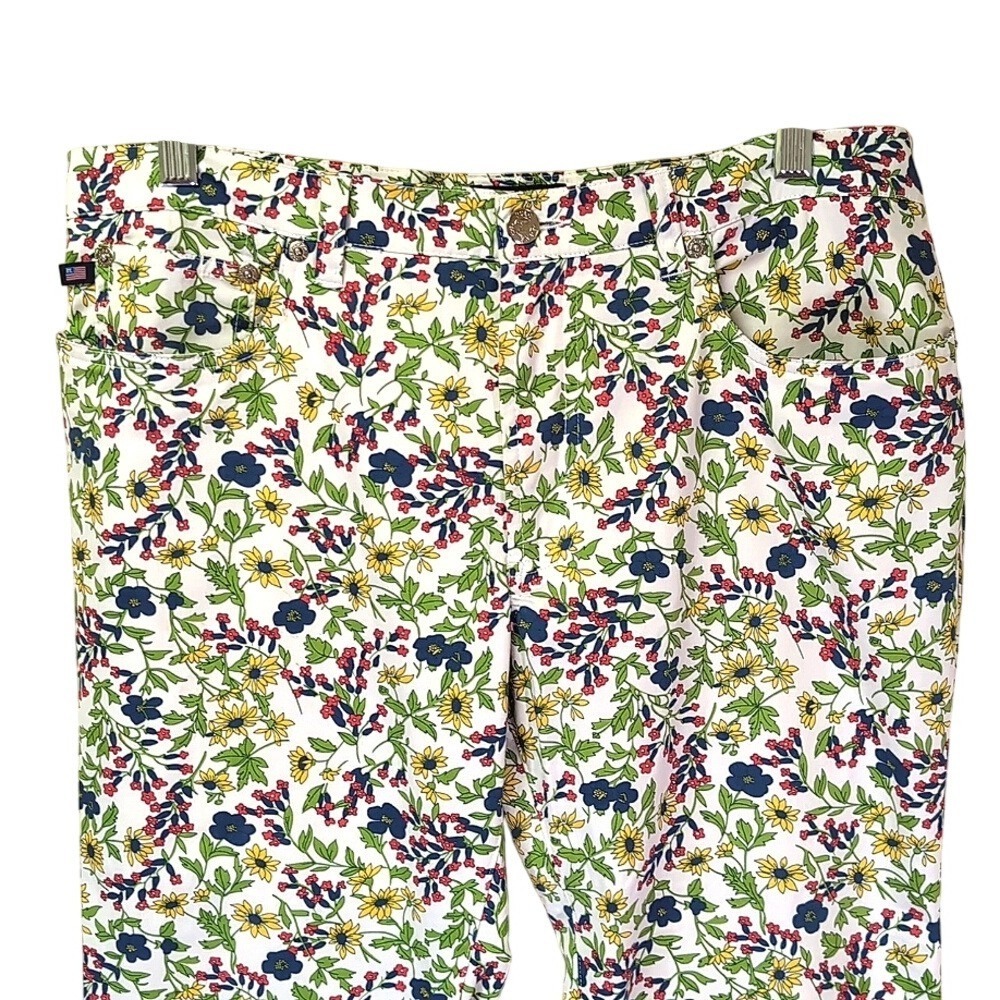Ralph Lauren Polo Jeans Co Floral Straight Leg Capri Pants Size 12 Garden Party